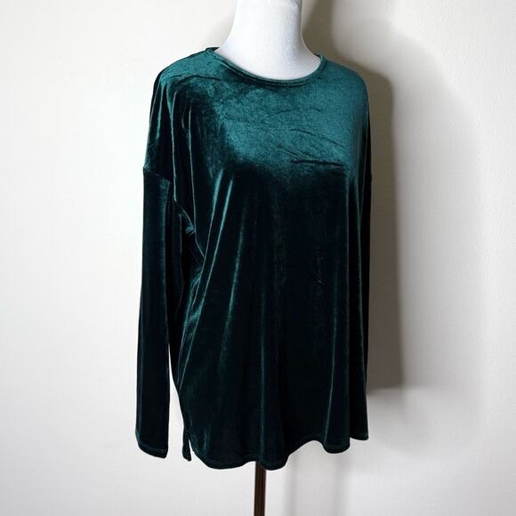 J. Jill Evergreen Velvet Long Sleeve Top - Picture 2 of 5